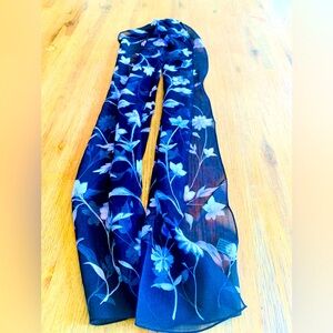 Silk Floral Blue purple long Scarf